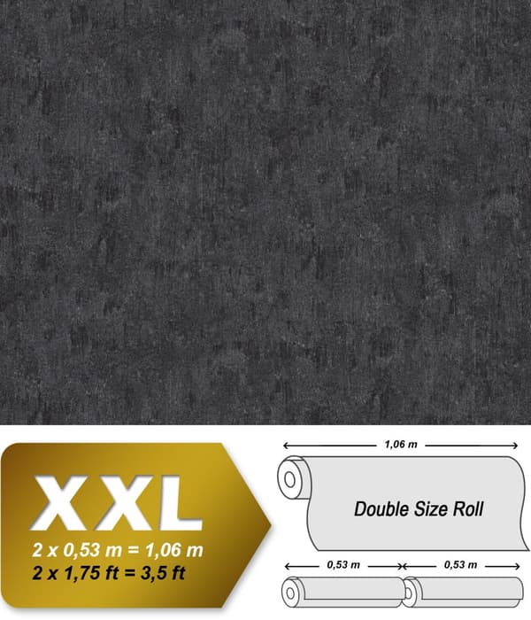 Non woven-tapet stuckatur utseende EDEM 410ST19 lätt texturerad metalliska höjdpunkter färg antracit grå brun silver 10,65 m2