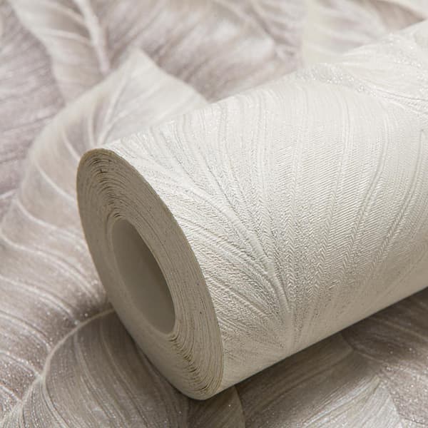 Non woven-tapet blomster EDEM 420ST20 lätt texturerad glittrande färg vit grädde silver 10,65 m2