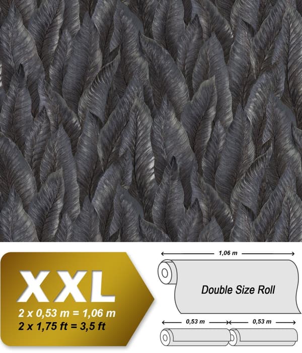 Non woven-tapet blomster EDEM 420ST29 lätt texturerad glittrande färg antracit brun silver brons 10,65 m2