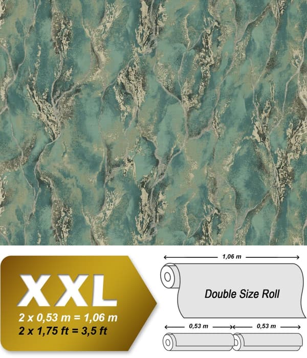 Non woven-tapet stuckatur utseende EDEM 421ST28 lätt texturerad metalliska höjdpunkter färg grön smaragd grön brun guld 10,65 m2