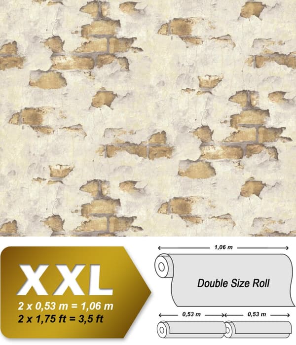 Non woven-tapet sten utseende EDEM 819DN53 lätt texturerad matt färg grädde grå beige ockra gul 10,65 m2