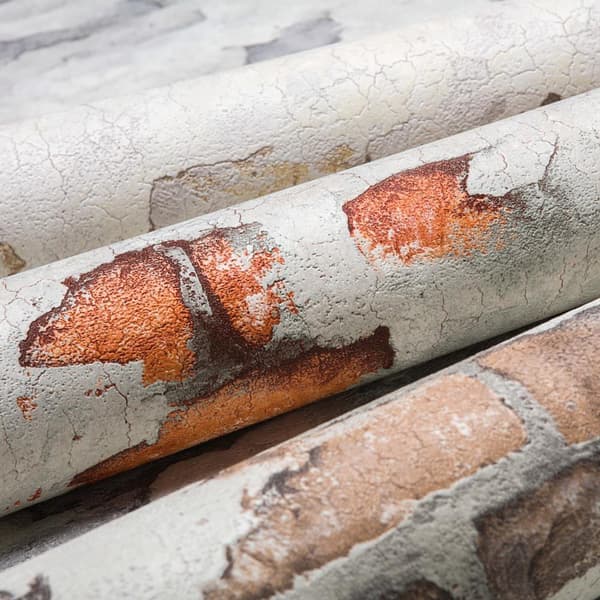 Non woven-tapet sten utseende EDEM 819DN56 lätt texturerad matt färg beige grå röd brun 10,65 m2