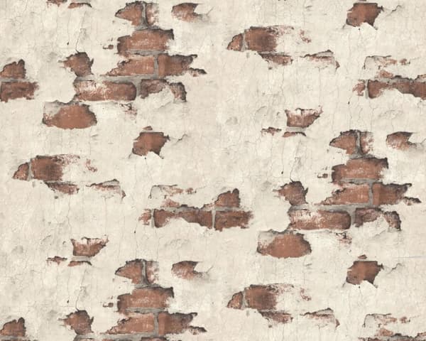 Non woven-tapet sten utseende EDEM 819DN56 lätt texturerad matt färg beige grå röd brun 10,65 m2