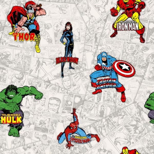 Marvel Heroes Characters Wallpaper Grey One Size