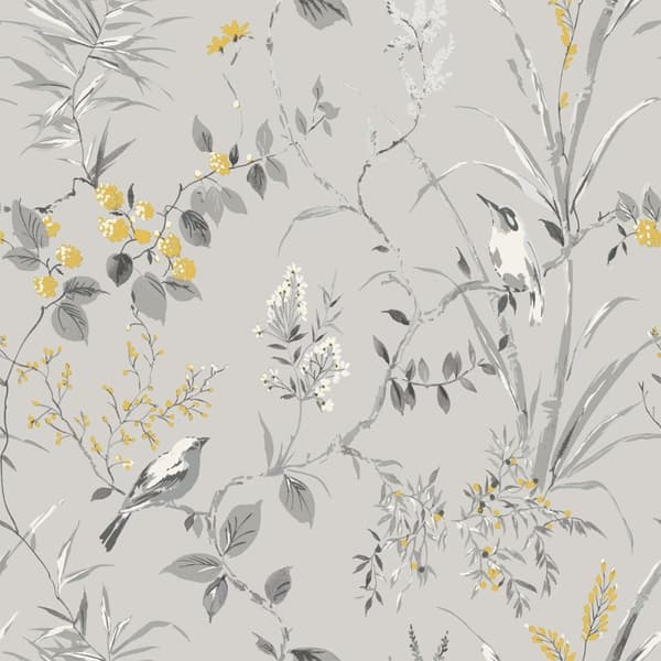 Crown Mariko Bird Wallpaper Grey 10m x 53cm