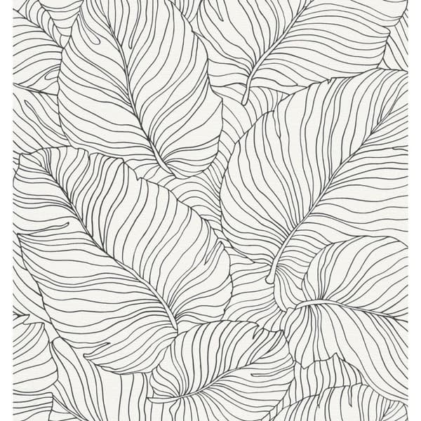 Grandeco Isa Banana Leaf Textured Wallpaper Black/White 10.5m x 53cm