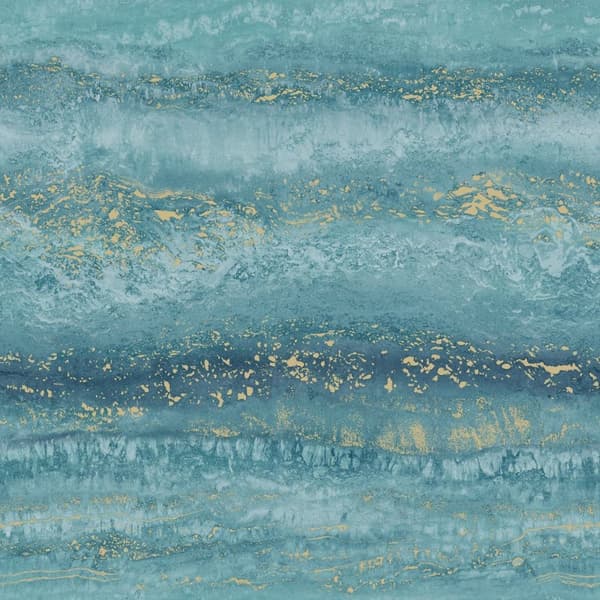 Muriva Semper Marble Effect Wallpaper Teal/Gold 10m x 53cm