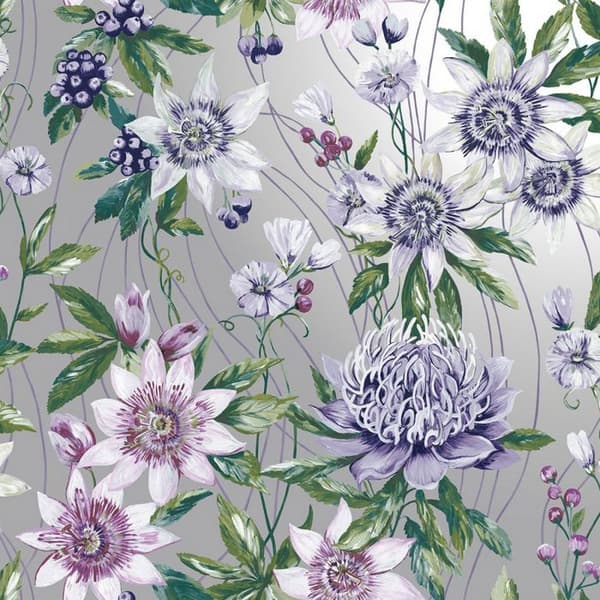 Holden Décor Amazonia Passionsblomma tapet Silver 32ft x 21in