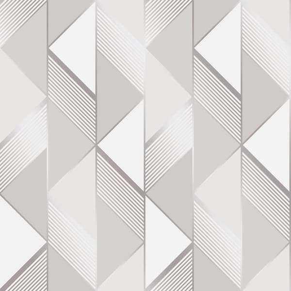 Muriva Lipsy Geometric Wallpaper Grey/Silver 10m x 53cm