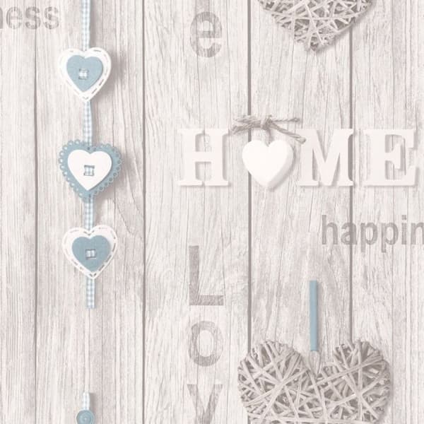 Fine Decor Love Your Home Wallpaper Blue/Grey One Size