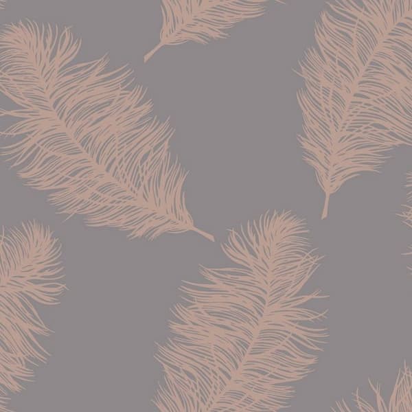 Holden Décor Fawning Feather Wallpaper Rose Gold/Grey 10m x 53cm