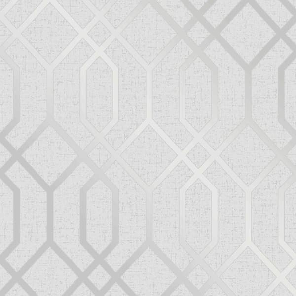 Fine Decor Quartz Trellis Geometric Textured Wallpaper Silver/Grey One Size