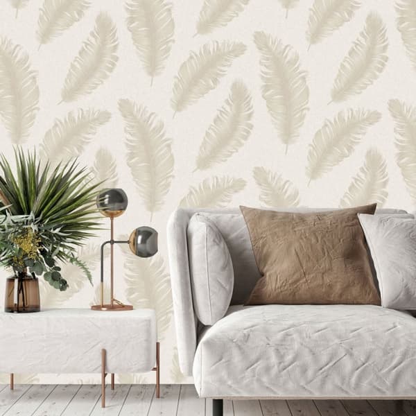 Belgravia Ciara Feather Glitter Textured Wallpaper