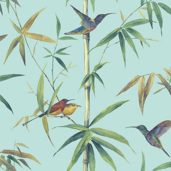 Galerie Global Fusion Hummingbird Wallpaper Turquoise 10m x 53cm