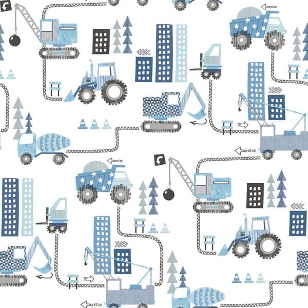 Galerie Tiny Tots 2 Construction Wallpaper Blue 10m x 53cm