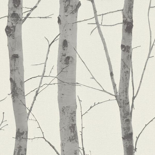 Erismann Birch Trees Wallpaper Cream/Grey 10cm x 53cm