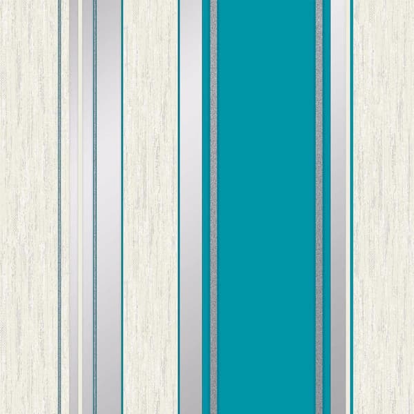 Vymura Stripe Textured Wallpaper Teal 33ft x 20.5in