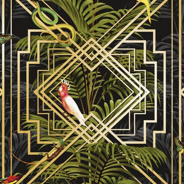 Holden Décor Congo Geometric Wallpaper Black/Green 10m x 53cm