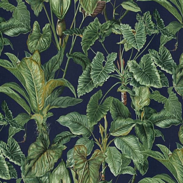 Erismann Paradisio Tropical Leaves Textured Wallpaper Navy 10m x 53cm