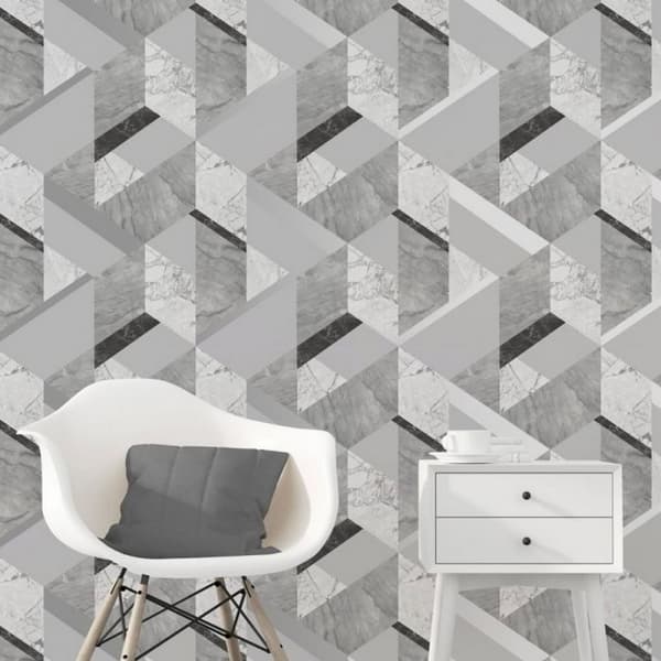Fine Decor Marblesque Geometric Wallpaper