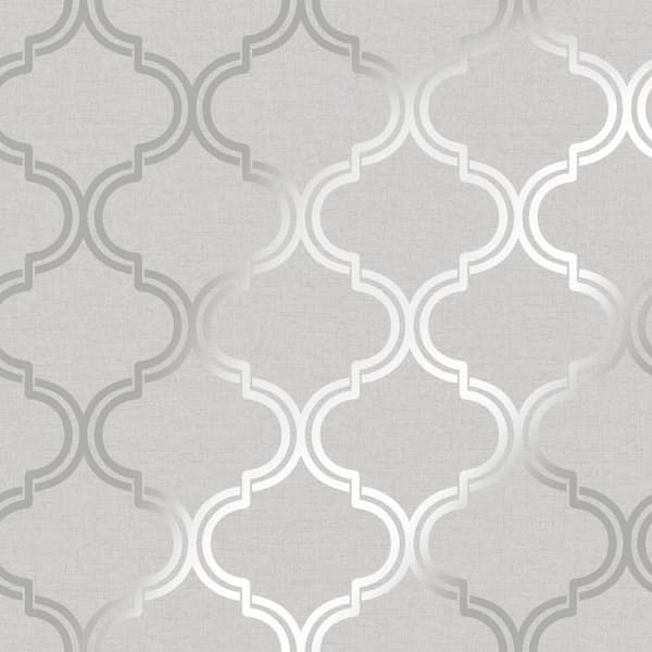 Holden Décor Glitrende Geo Trellis tapet Grey/Silver 32.1ft x 21in