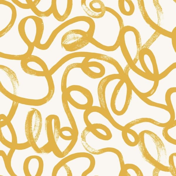 Holden Décor Squiggle Wallpaper Ochre/White One Size
