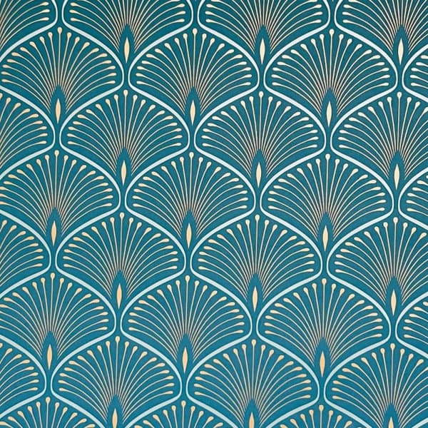 GrandDeco Layla Art Deco tekstureret tapet Teal 10m x 53cm