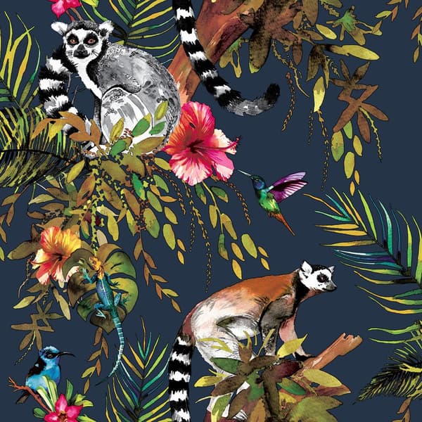 Holden Décor Lemur Wallpaper Blue 32.8ft x 21in