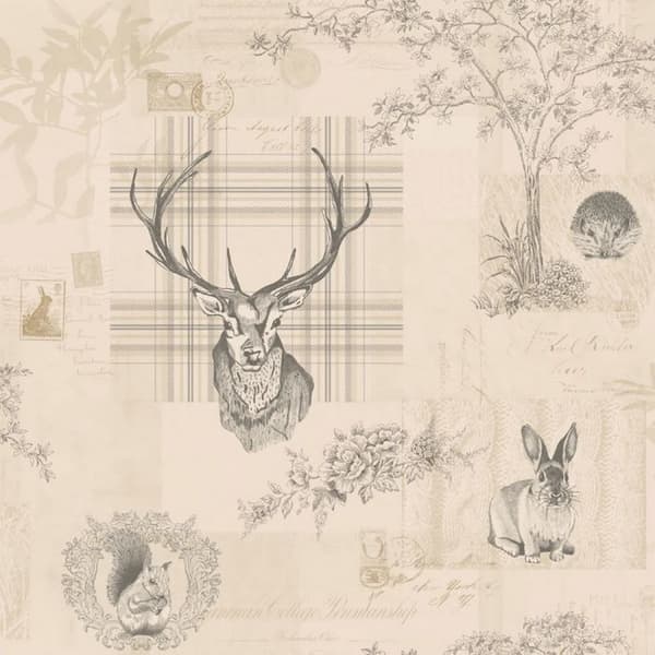 Holden Décor Richmond Highland Stag Wallpaper Charcoal/Cream One Size