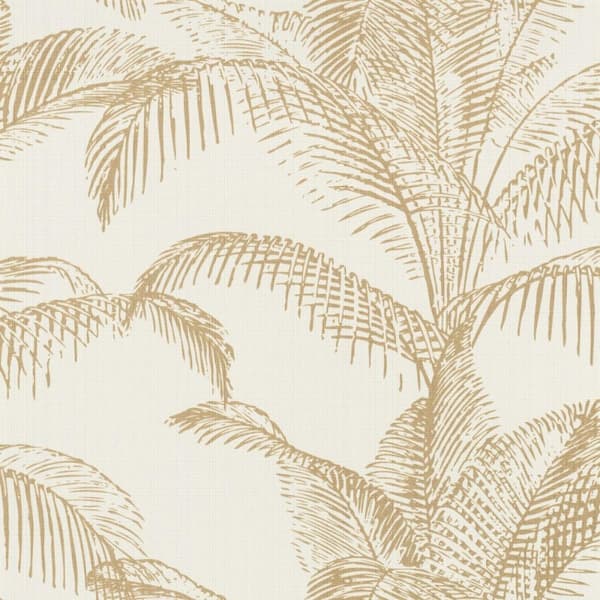Rasch Pandore Palm Leaf tekstureret tapet White/Gold One Size