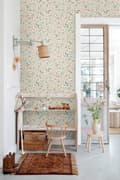 Miniatyrbild 3 av 7: ESTAhome tapet blommönster grågrönt och persikofärgat 0.53 x 10.05 m