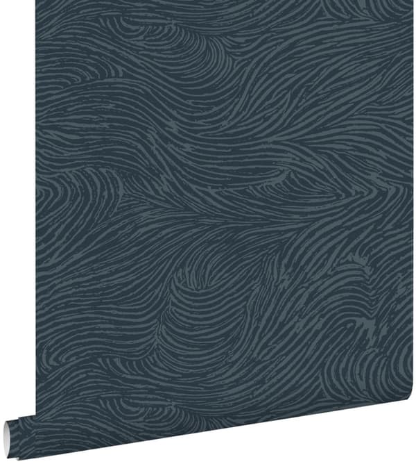 ESTAhome tapet 3d vågmotiv mörkblått 0.53 x 10.05 m