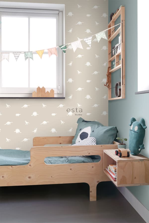 ESTAhome tapet dinosaurier beige 53 cm x 10,05 m