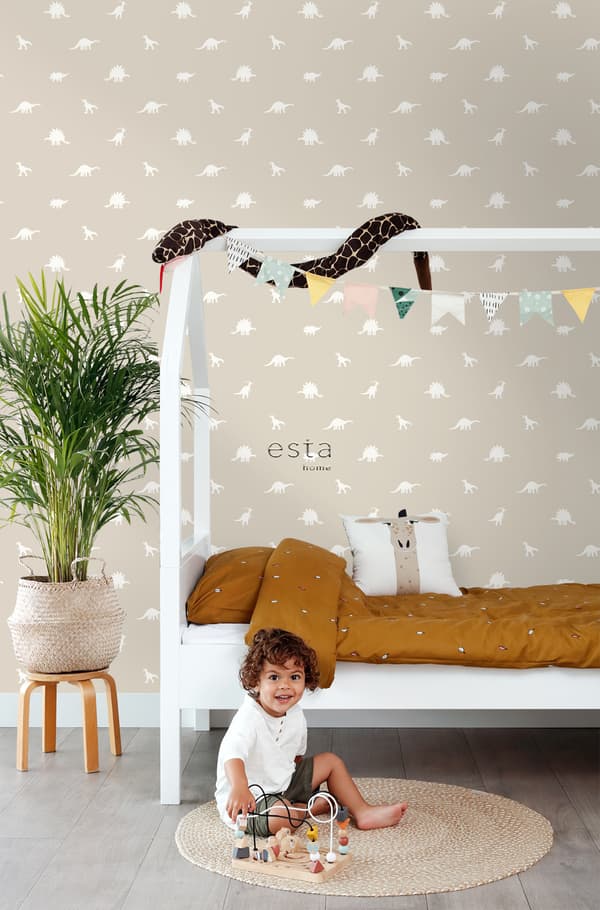 ESTAhome tapet dinosaurier beige 53 cm x 10,05 m