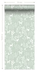 Miniatyrbillede 8 af 8: ESTAhome tapet skov med skovdyr mintgrønt 53 cm x 10,05 m