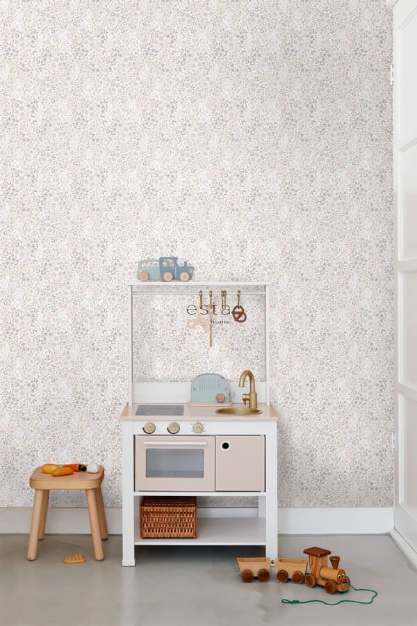 ESTAhome tapet blommor syrénrosa 53 cm x 10,05 m