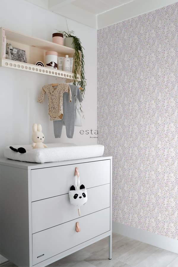 ESTAhome tapet blomster syrenlilla 53 cm x 10,05 m