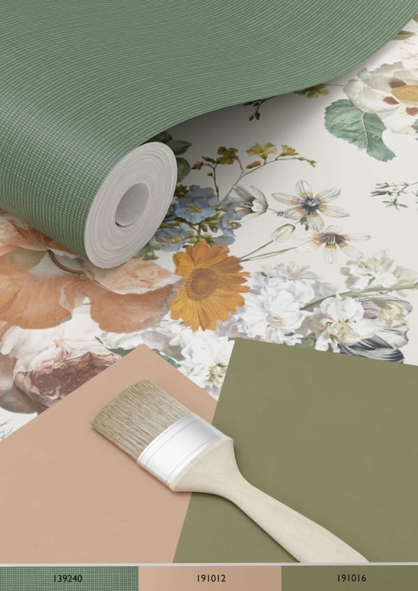 ESTAhome tapet vintage blomster beige 53 cm x 10,05 m
