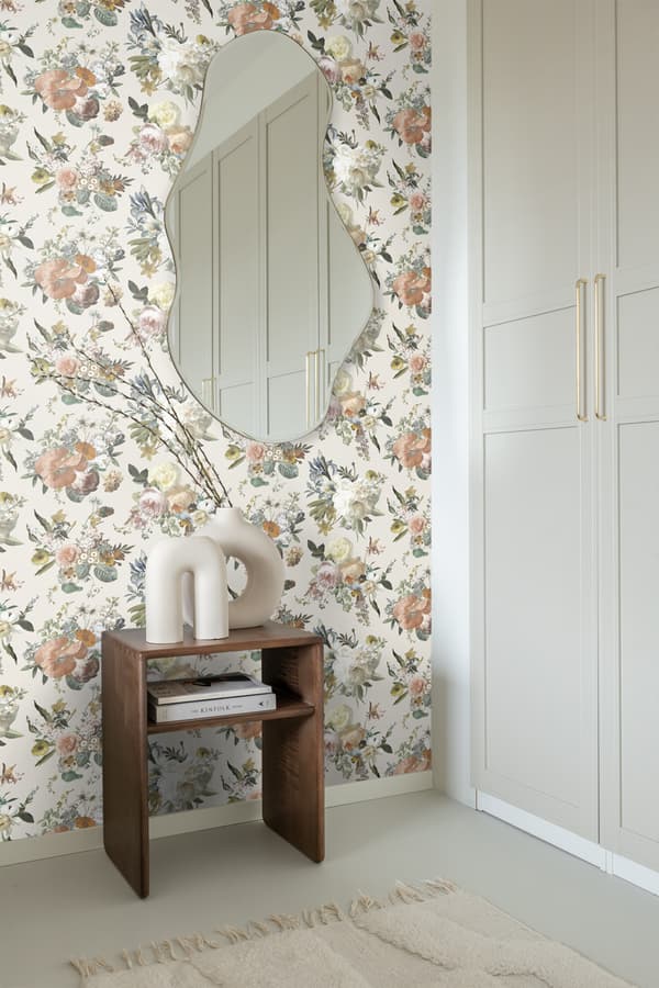 ESTAhome tapet vintage blomster beige 53 cm x 10,05 m