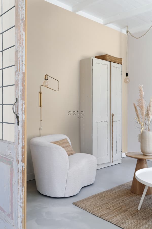 ESTAhome tapet ensfarvet linnedstruktur sandfarvet 53 cm x 10,05 m