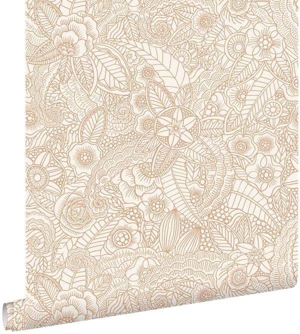 ESTAhome tapet pennteckning av blommor beige 53 cm x 10,05 m