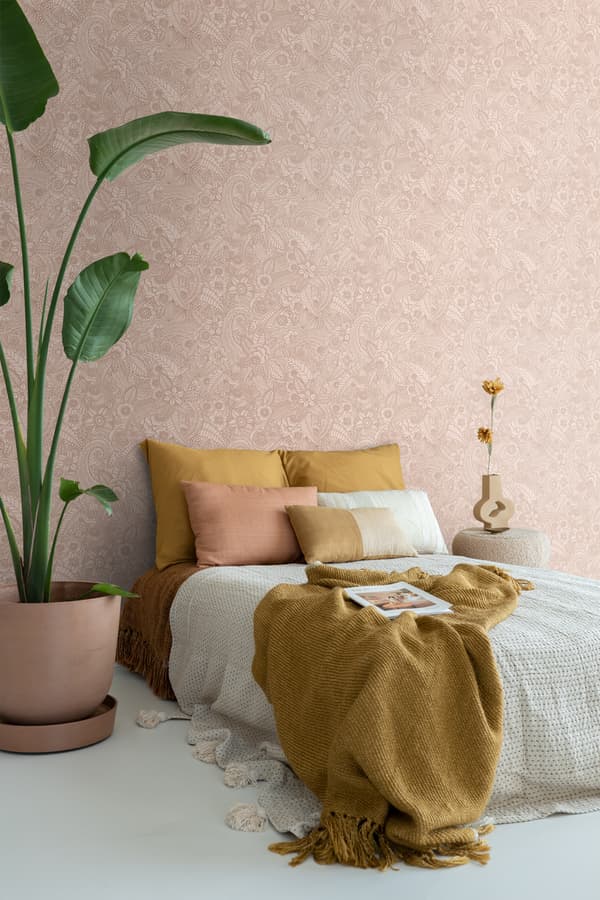 ESTAhome tapet blomstertegning terracotta pink 53 cm x 10,05 m