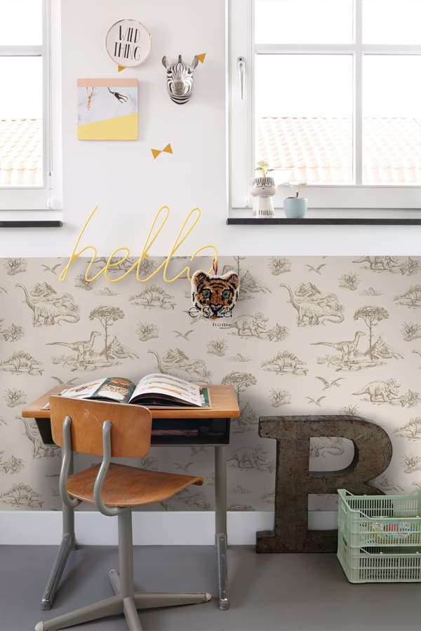 ESTAhome tapet dinosaurier beige 0,53 x 10,05 m