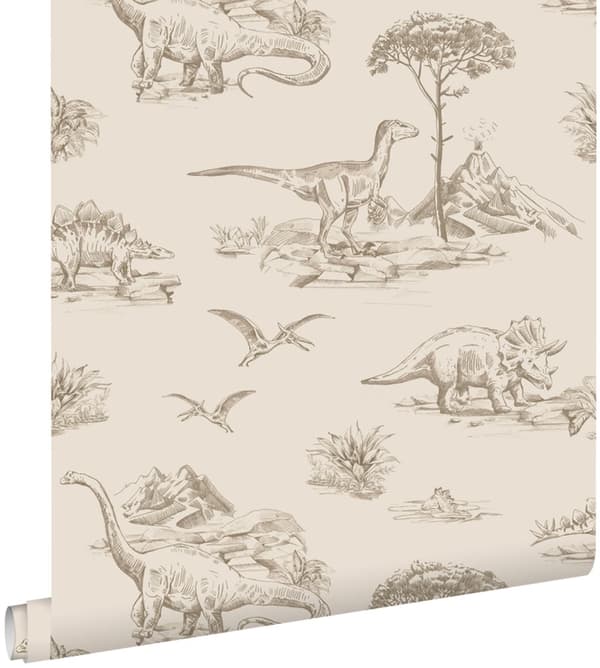 ESTAhome tapet dinosaurier beige 0,53 x 10,05 m