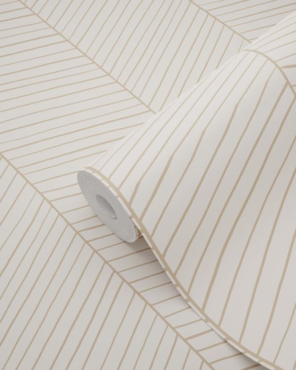 ESTAhome tapet fiskbensmönster sandfärgad och beige 0.53 x 10.05 m