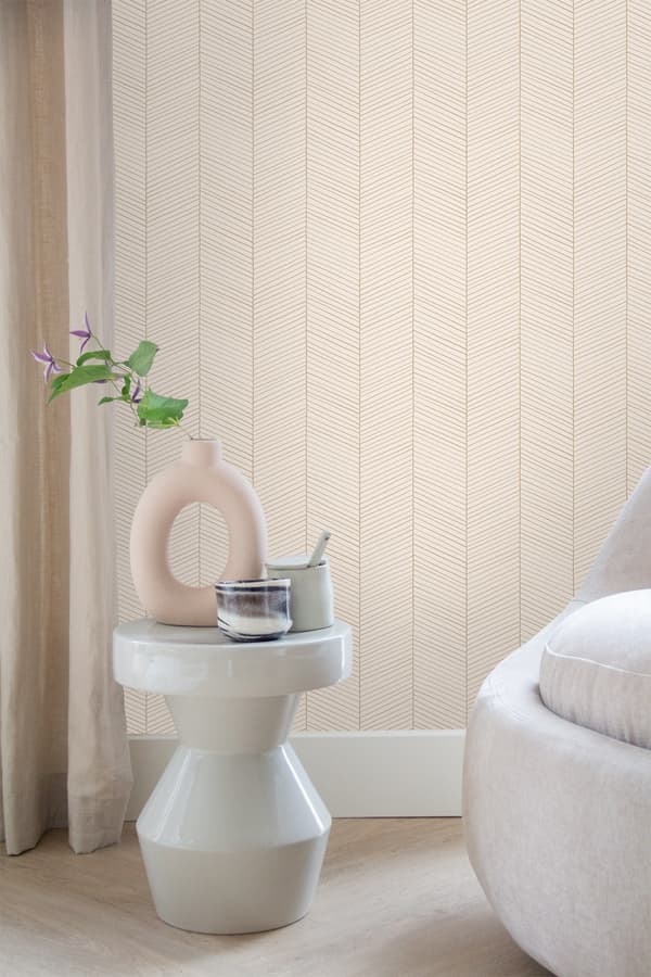 ESTAhome tapet fiskbensmönster sandfärgad och beige 0.53 x 10.05 m