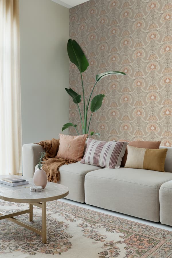 ESTAhome tapet blommor art nouveau stil beige 0.53 x 10.05 m