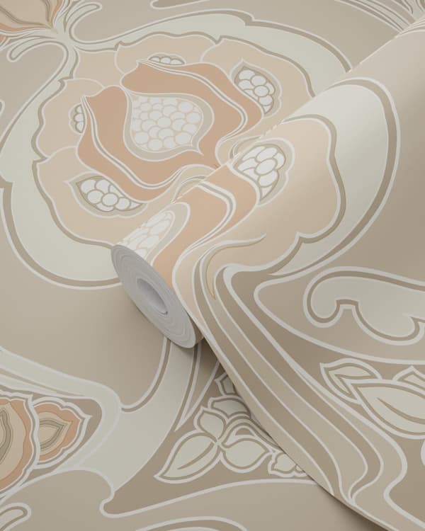 ESTAhome tapet blommor art nouveau stil beige 0.53 x 10.05 m