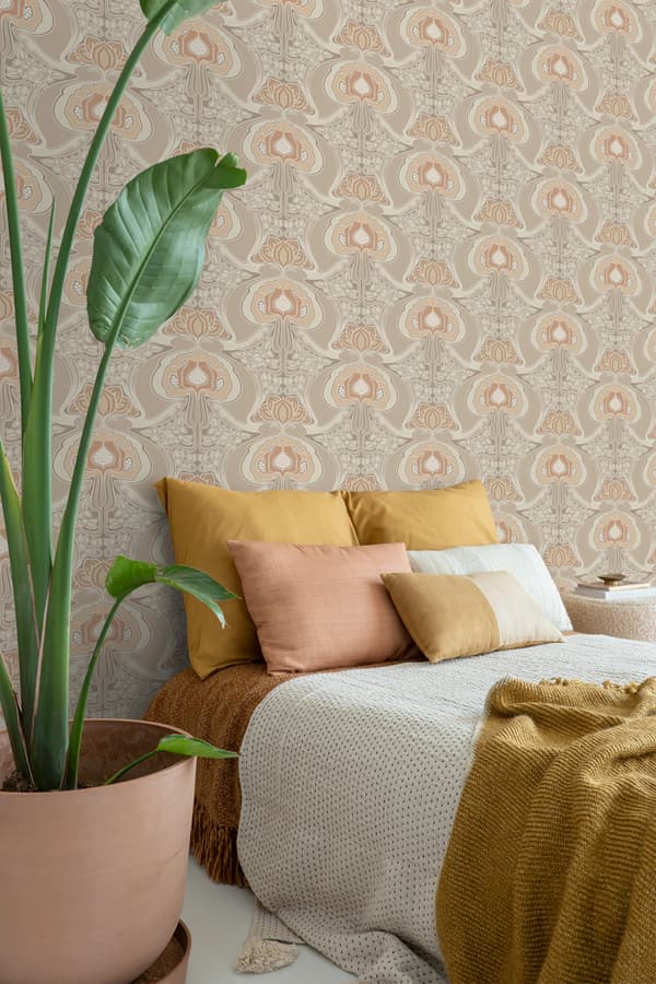 ESTAhome tapet blommor art nouveau stil beige 0.53 x 10.05 m