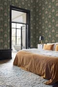 Miniatyrbild 3 av 5: ESTAhome tapet blommor art nouveau stil mörkgrönt 0.53 x 10.05 m